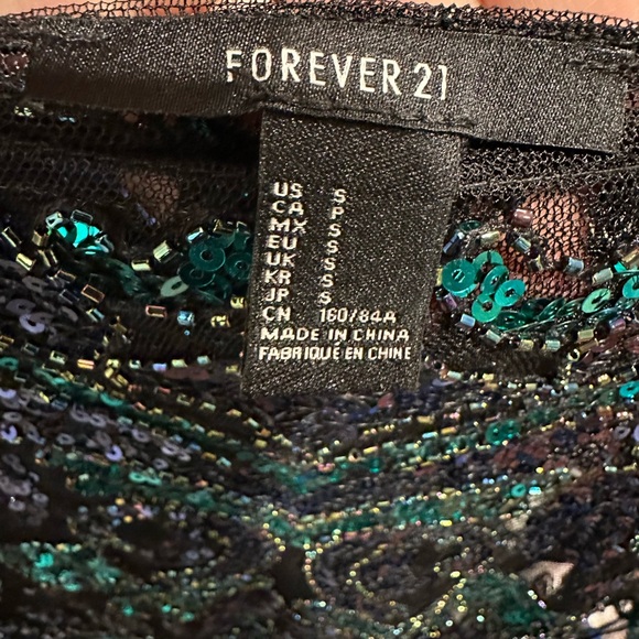 Forever21 Sequined Sheer Mesh Top - Size S - Picture 3 of 3